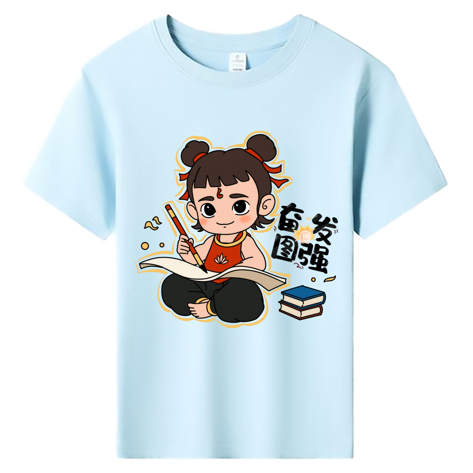 （画像用） Ne Zha 2 ナタ 魔童の大暴れ 綿100％キッズTシャツ（フロントプリント）